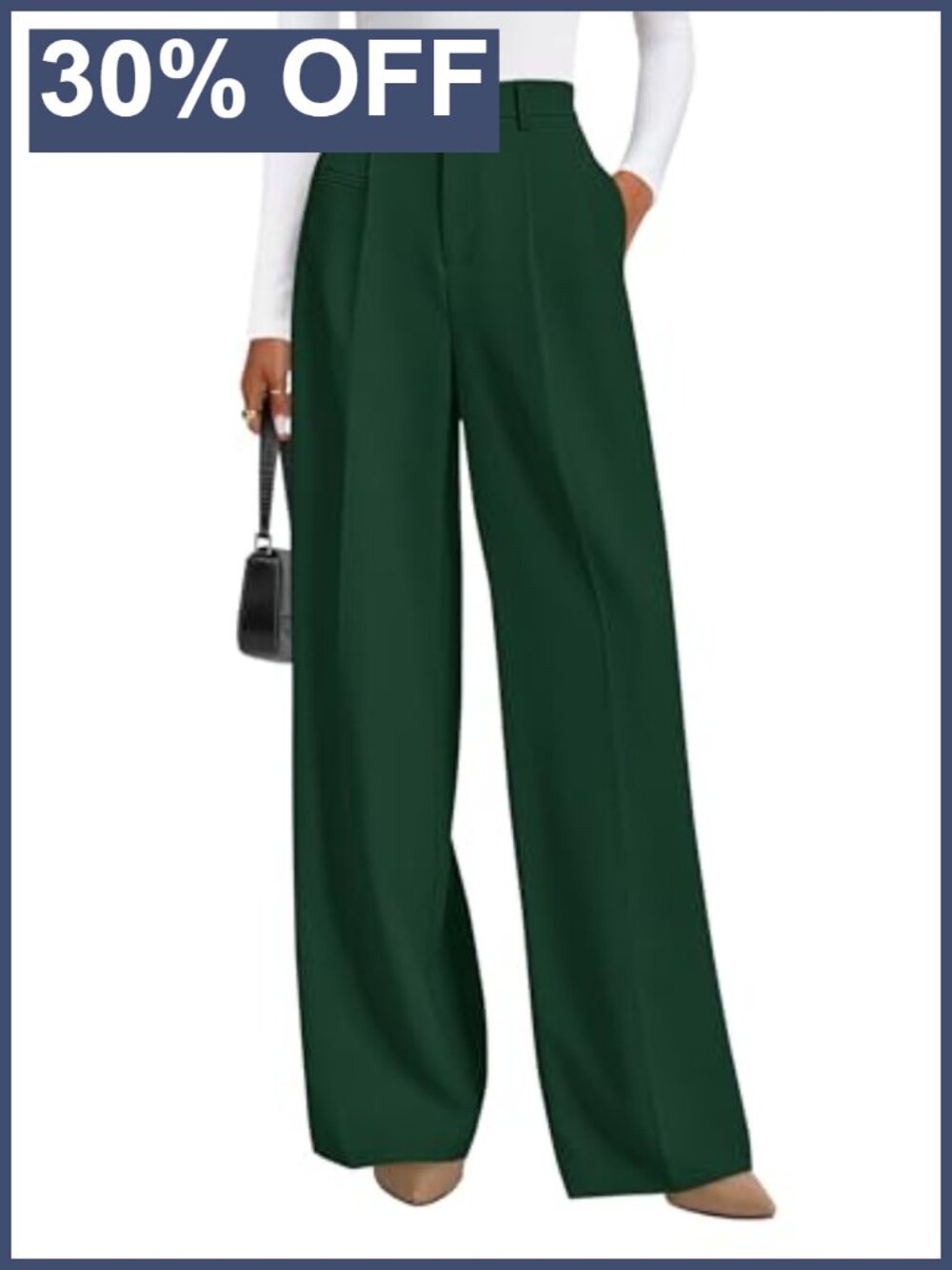 Wide Leg Tailored Work Dress Pants High Waisted Tummy Control Palazzo